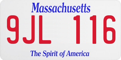 MA license plate 9JL116