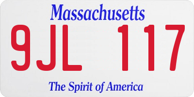 MA license plate 9JL117
