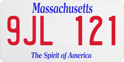 MA license plate 9JL121