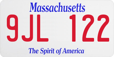 MA license plate 9JL122