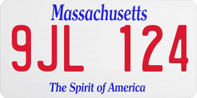 MA license plate 9JL124