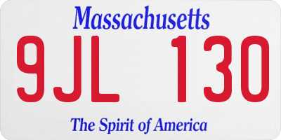 MA license plate 9JL130