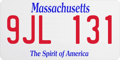 MA license plate 9JL131
