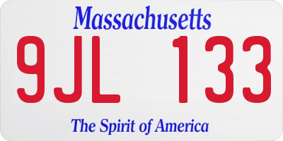 MA license plate 9JL133