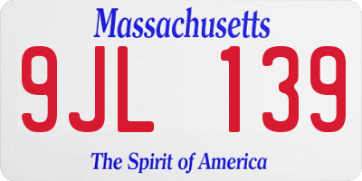 MA license plate 9JL139