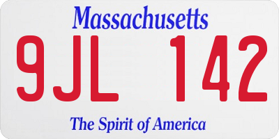 MA license plate 9JL142