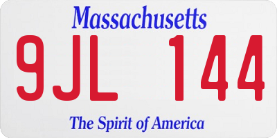 MA license plate 9JL144
