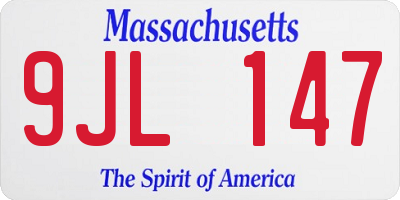 MA license plate 9JL147