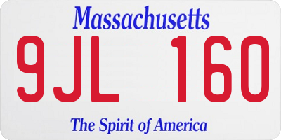 MA license plate 9JL160