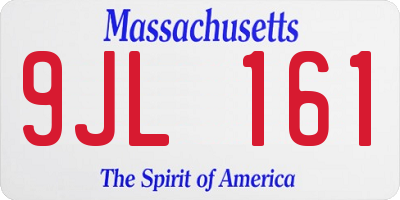 MA license plate 9JL161