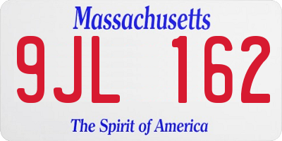 MA license plate 9JL162