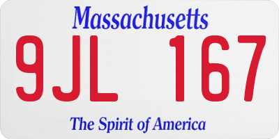 MA license plate 9JL167