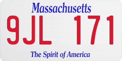 MA license plate 9JL171