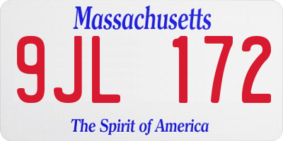 MA license plate 9JL172