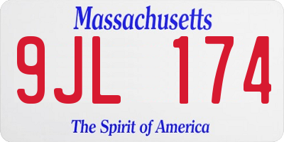 MA license plate 9JL174