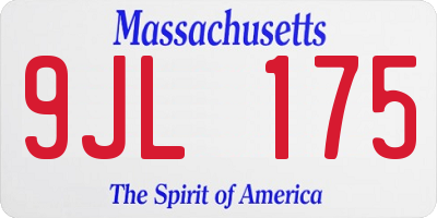 MA license plate 9JL175