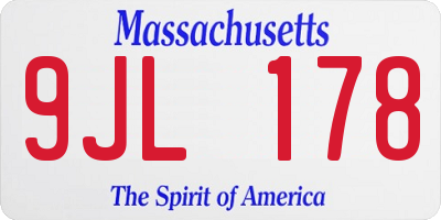 MA license plate 9JL178