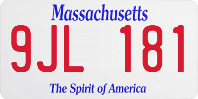 MA license plate 9JL181