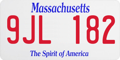 MA license plate 9JL182