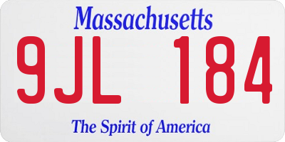 MA license plate 9JL184