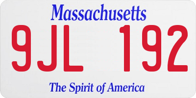 MA license plate 9JL192