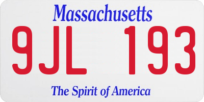 MA license plate 9JL193