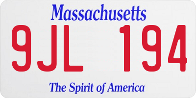 MA license plate 9JL194