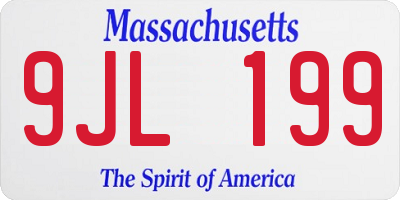 MA license plate 9JL199