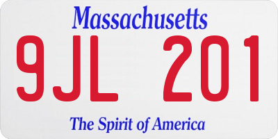 MA license plate 9JL201