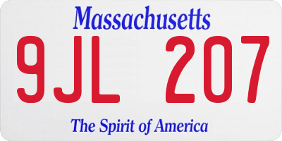 MA license plate 9JL207