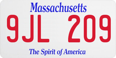 MA license plate 9JL209