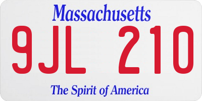 MA license plate 9JL210