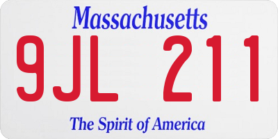 MA license plate 9JL211