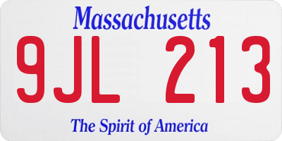 MA license plate 9JL213