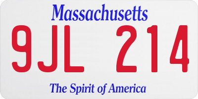 MA license plate 9JL214