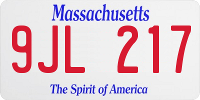 MA license plate 9JL217