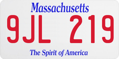 MA license plate 9JL219