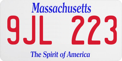 MA license plate 9JL223