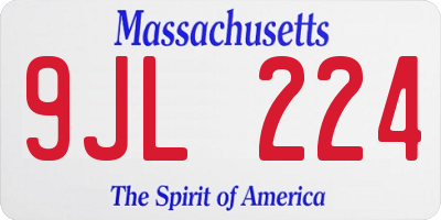 MA license plate 9JL224