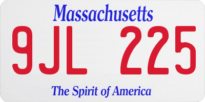 MA license plate 9JL225