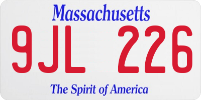 MA license plate 9JL226
