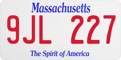 MA license plate 9JL227