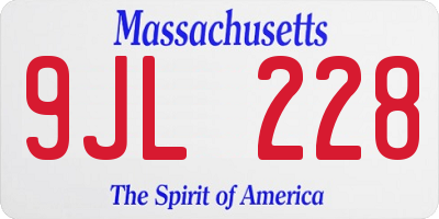 MA license plate 9JL228