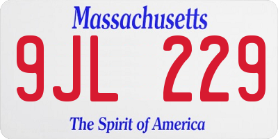MA license plate 9JL229