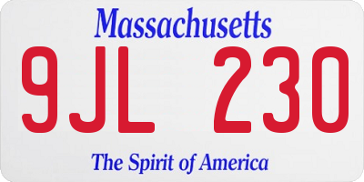 MA license plate 9JL230