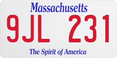 MA license plate 9JL231