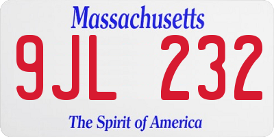 MA license plate 9JL232