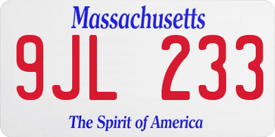 MA license plate 9JL233