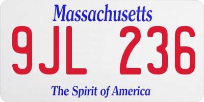 MA license plate 9JL236