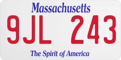 MA license plate 9JL243
